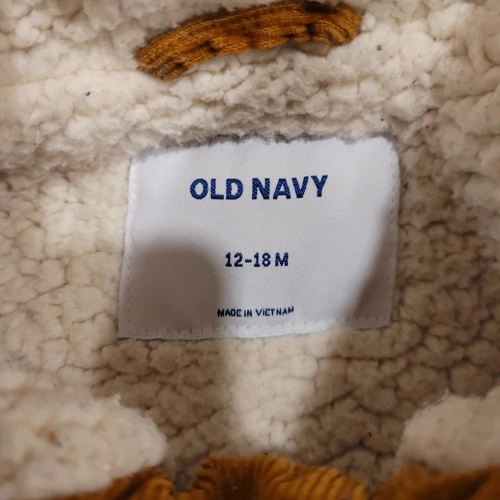 Old Navy Kids Brown Corduroy Sherpa Lined Trucker Jacket 12-18M 1166 RN160476